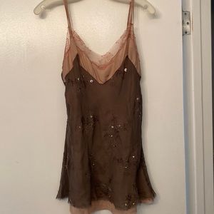 Sexy sheer camisole with embroidered flowers. Size large.